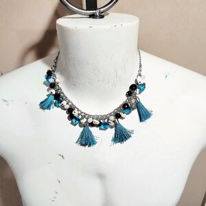 NWT Charming Charlie Bead and Tassel Statement Necklace